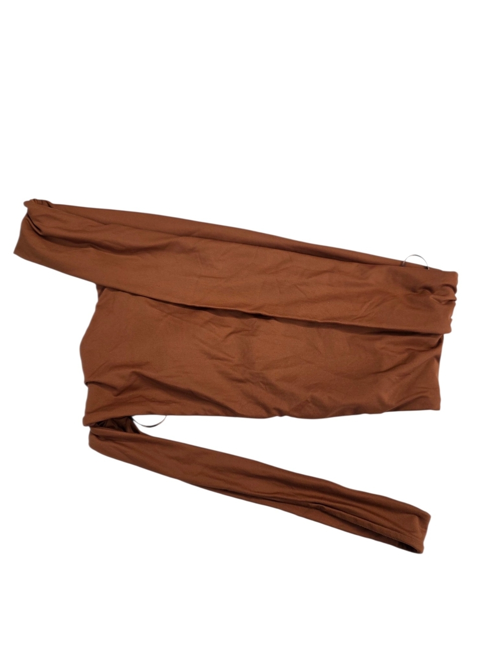 Zara One-Shoulder Crop Top in Brown
